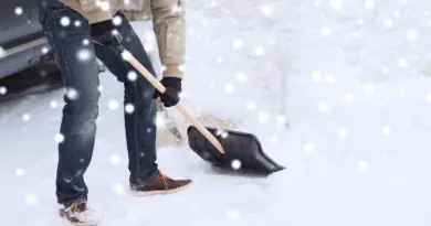 18832654 closeup of man digging snow with shovel near car