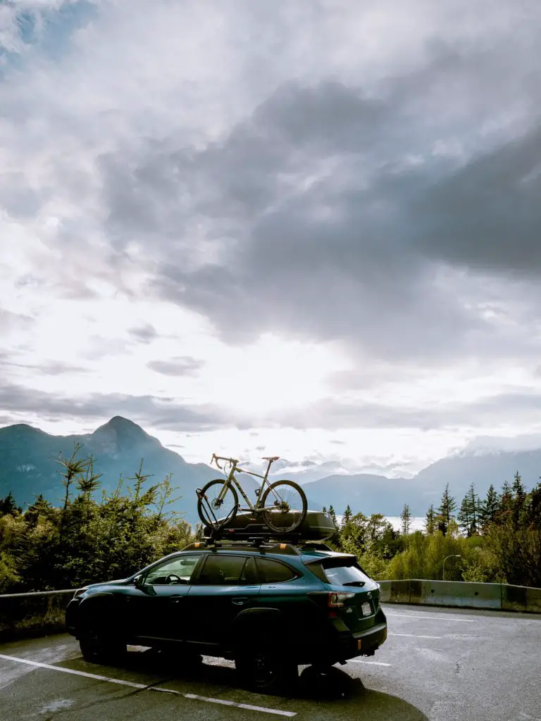 Bike on hatchback car bike rack