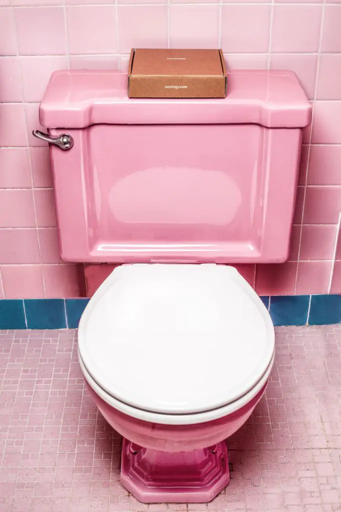 Pink tiled bathroom