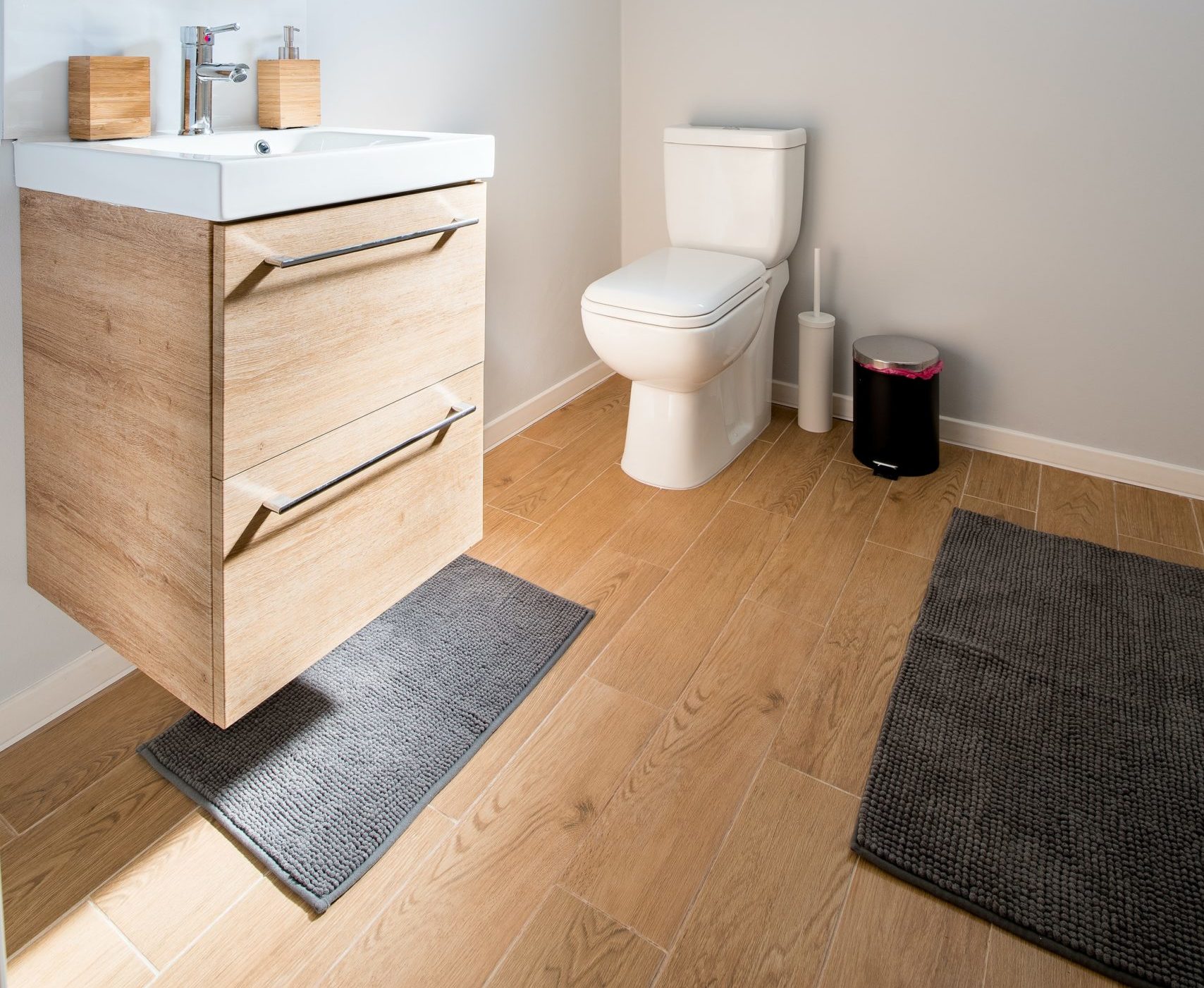 Textured bathroom floor