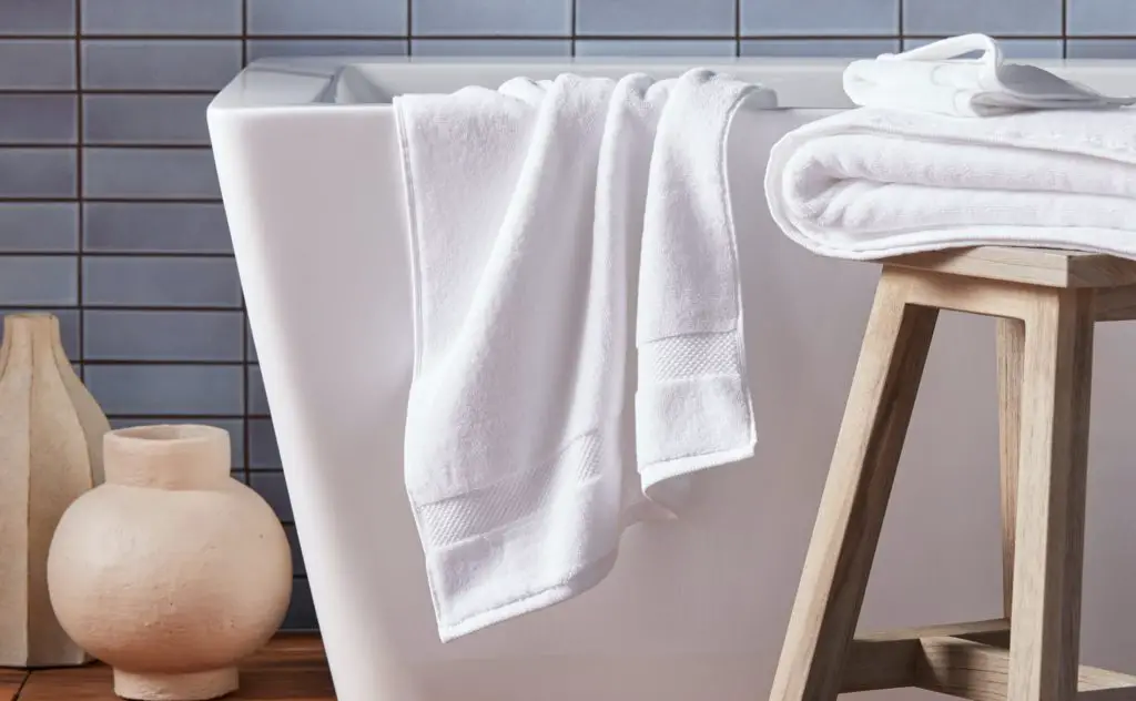 Towels hanged on bathtub