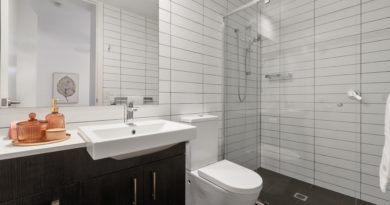 Peel and stick tiles in bathroom